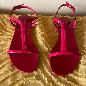 Aldo t-strap flat red sandals